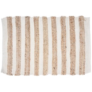 Teppich 60x90 cm mit Streifenmuster, 4-fach sortiert. Läufer aus Jute und Baumwolle.