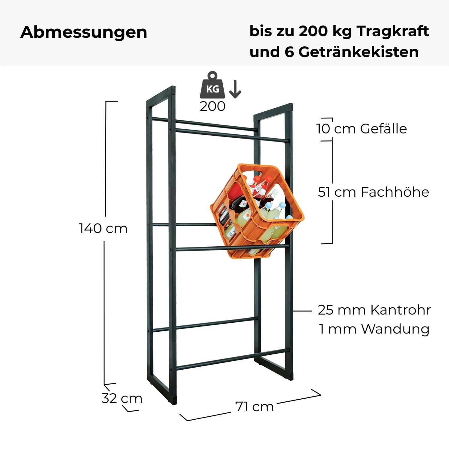 osoltus Getränkekistenregal Metall Getränkeregal bis zu 6 Kisten 200kg 71x30x140cm kaufen bei OBI