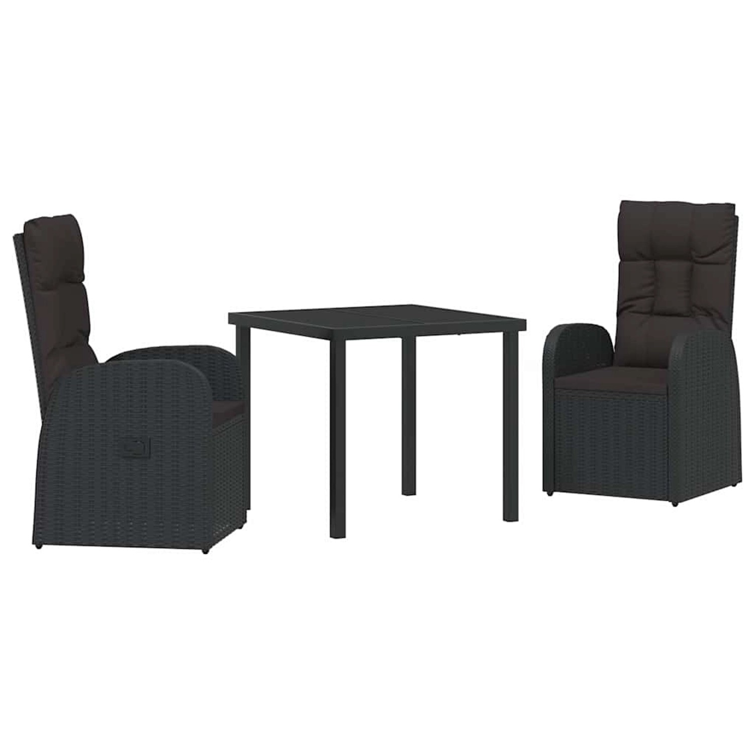 vidaXL Garten Essgruppe mit Kissen 3-Tlg Schwarz Poly Rattan 3379506 günstig online kaufen