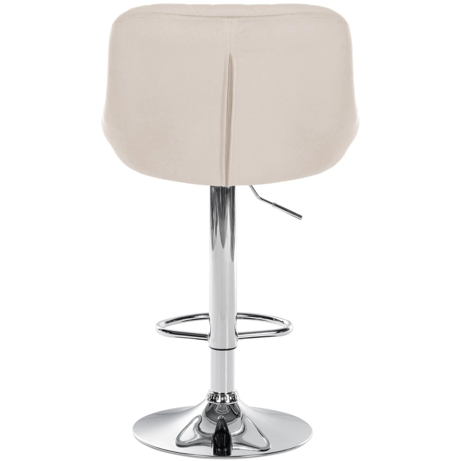 Creme Samt Barhocker Lazio mit Chromgestell. Höhenverstellbarer, drehbarer Hocker.