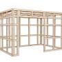Bertilo Gartenhaus HPL 2 Italian Walnut, Holzrahmen ohne Verkleidung. Weekendhaus mit Flachdach.