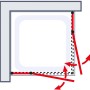 Skizze einer Schulte ExpressPlus Eckeinstieg Duschkabine, Alunatur, 90x90 cm, mit geöffneten Türen.