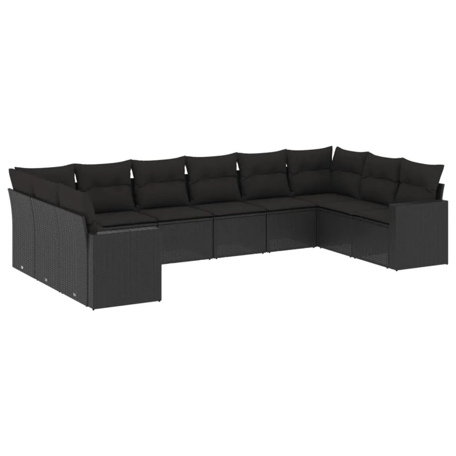 vidaXL 10-Tlg Garten-Sofagarnitur mit Kissen Schwarz Poly Rattan 3251802 günstig online kaufen