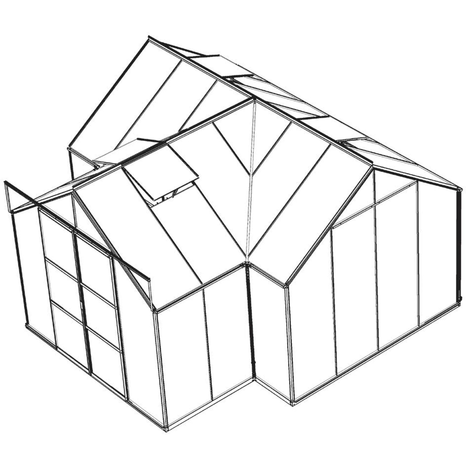 Schwarzes Vitavia Gewächshaus Sirius mit 13 m², ESG-Verglasung und Fundament. Ideal für den Garten.