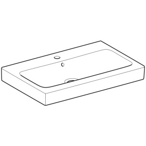 Weißes Geberit iCon Waschbecken, 75 cm, mit Hahnloch und Überlauf, KeraTect Beschichtung.