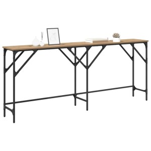 vidaXL Konsolentisch Artisan-Eiche, 180 cm, aus mattem Holzwerkstoff mit schwarzem Stahlrahmen. Modernes Design für Flur & Wohnzimmer.