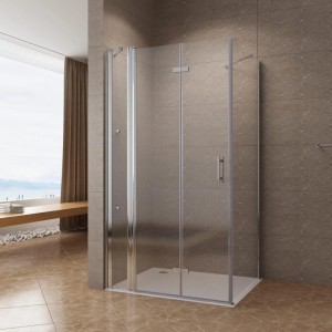 Aquabatos Höhe 197cm Duschkabine Bad Eckdusche Duschabtrennung Eckeinstieg Duschwand Nano Glas Duschtür Falttür 120 x 70 cm mit Duschablage