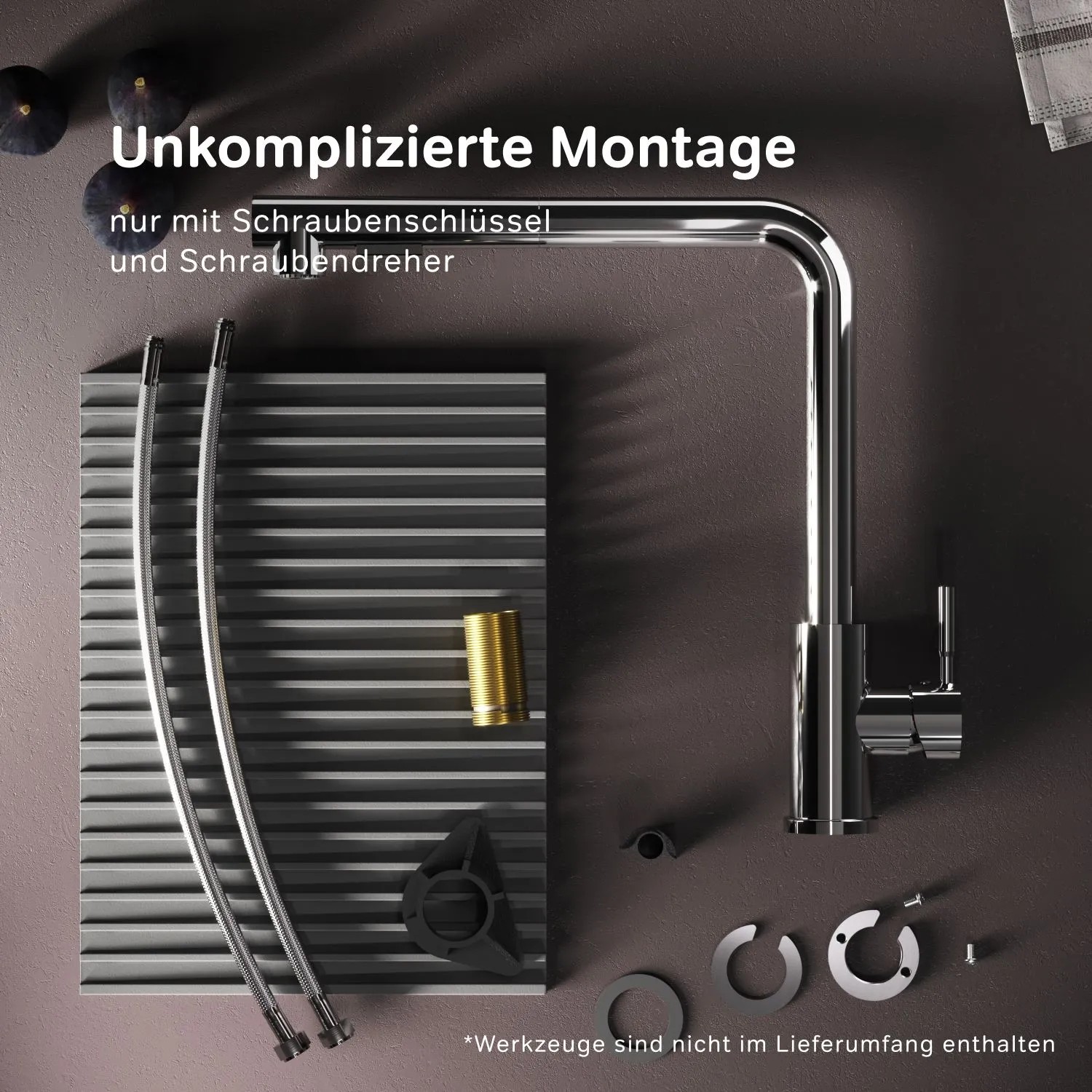 AM.PM Küchenarmatur Play, Spültisch Einhebelmischer F85B05522 in Schwarz, mit Zubehör.