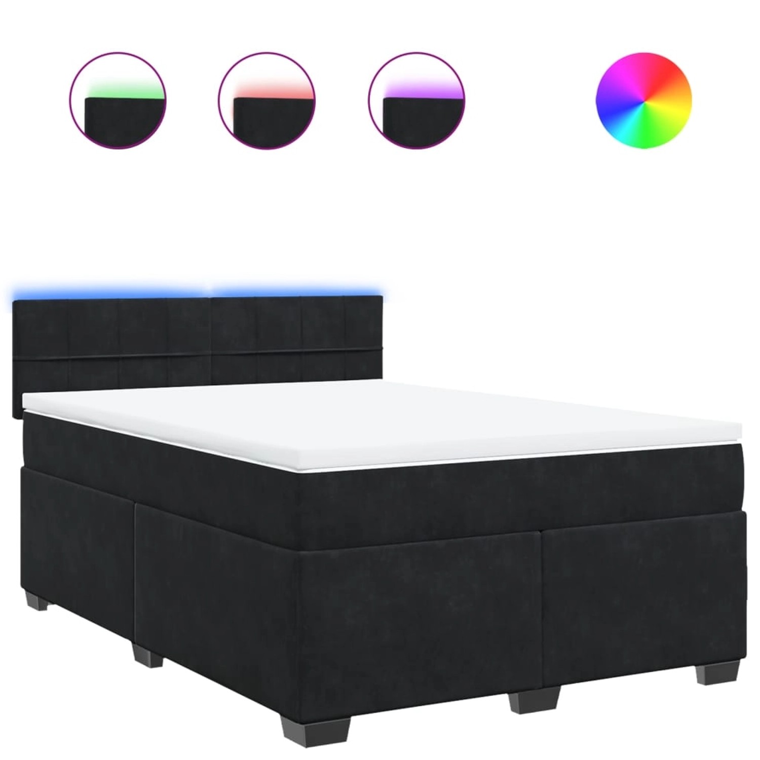 vidaXL Boxspringbett mit Matratze Schwarz 140x190 cm Samt 3288608 günstig online kaufen