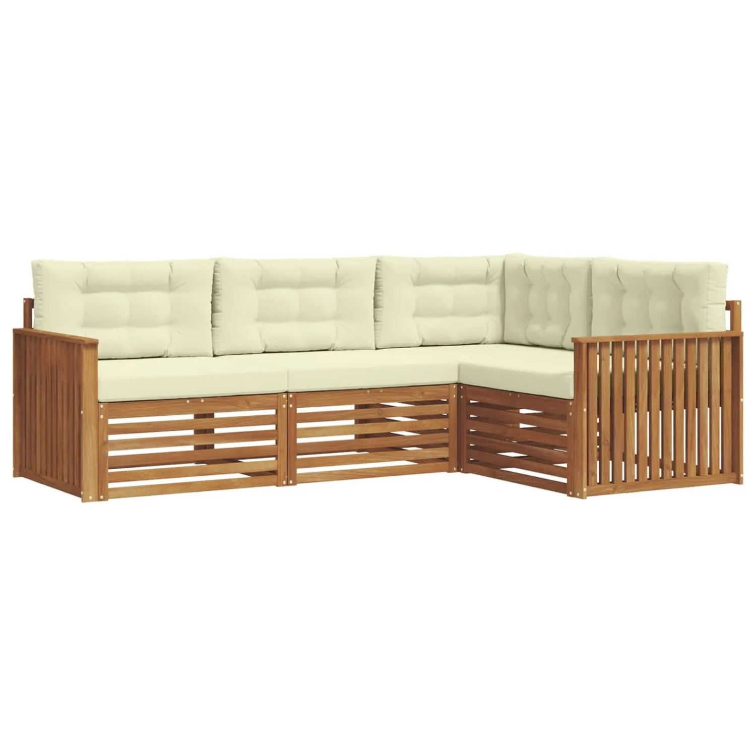 vidaXL Outdoor-Sofagarnitur mit Kissen 4-Tlg Natur und Creme 3373375