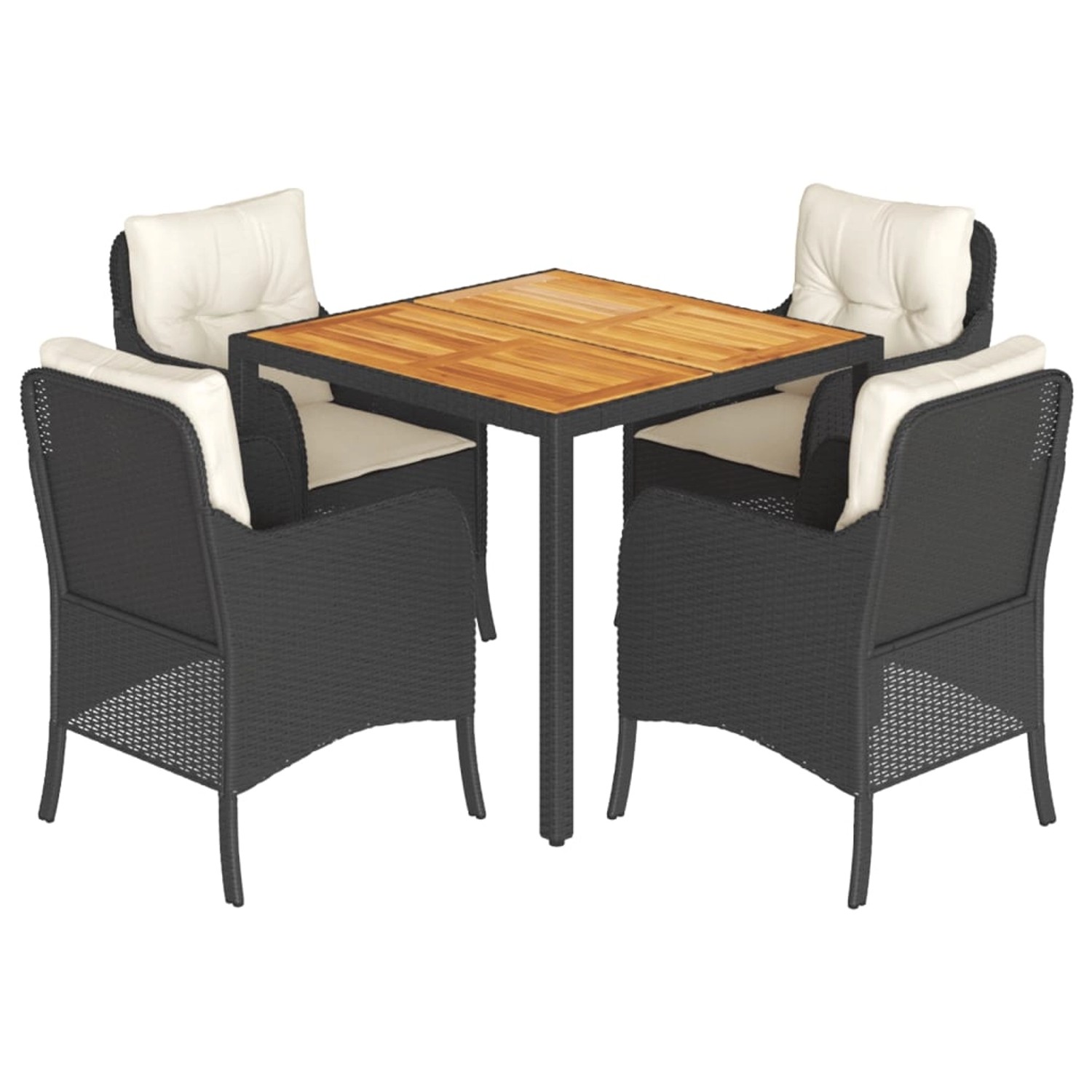 vidaXL 5-Tlg Garten-Essgruppe mit Kissen Schwarz Poly Rattan 3211861 günstig online kaufen