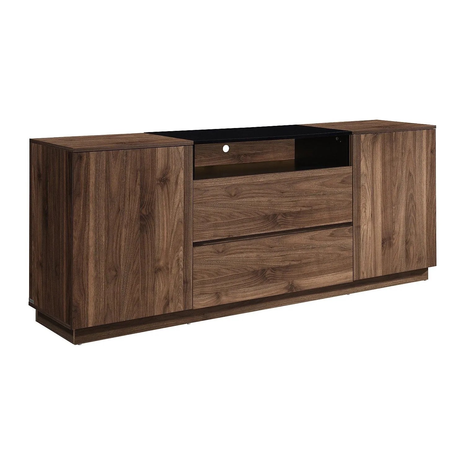 Vente-unique Sideboard Cemilina Schwarz  Naturfarben Dunkel 180 cm