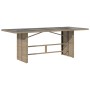 vidaXL Gartentisch, beige Poly Rattan mit Glasplatte, Teil der 9-tlg. Garten-Essgruppe.