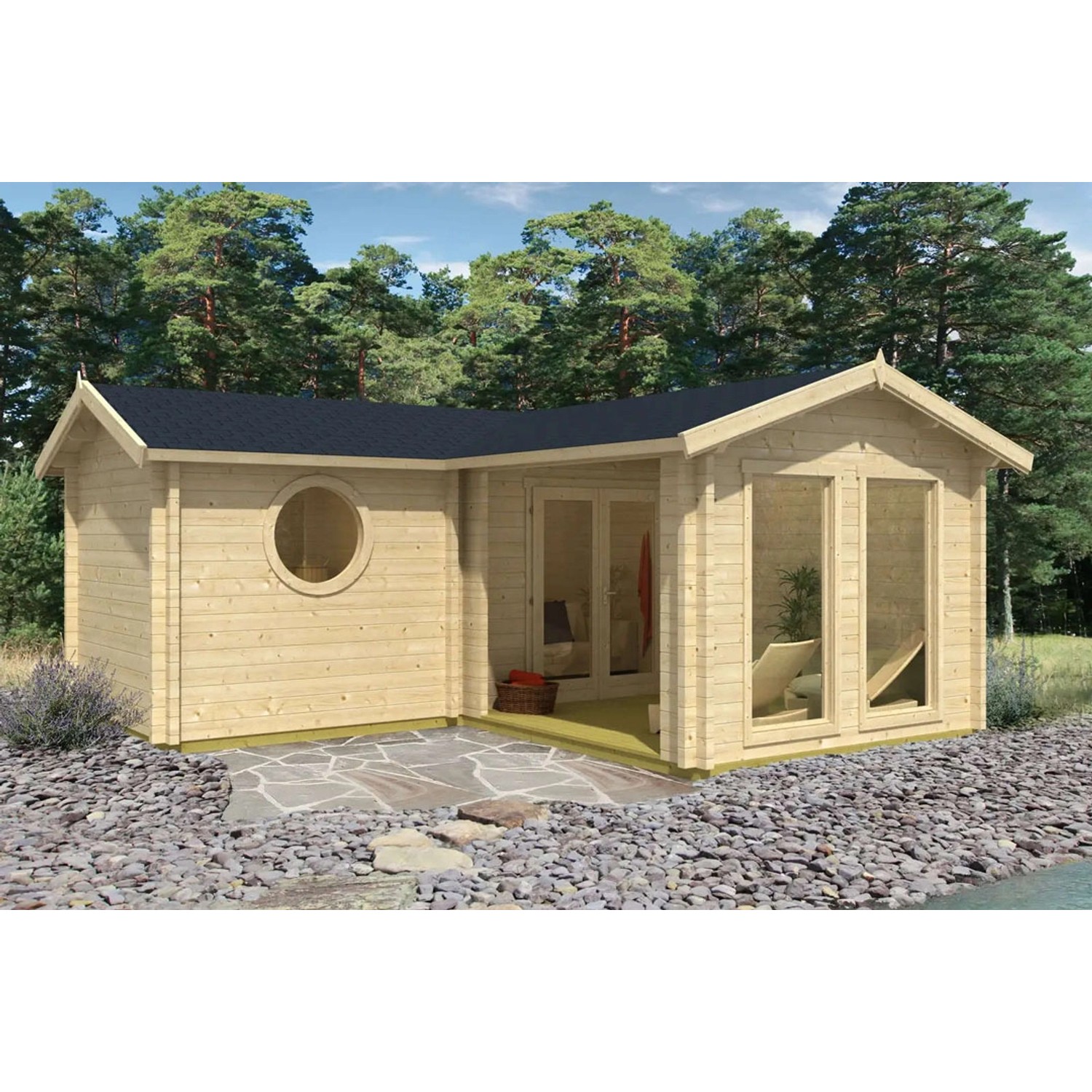 Finntherm Gartensauna Lasse-70 Naturbelassen 625 cm x 600 cm Wandstärke 70 günstig online kaufen
