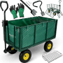 deluxe4home Bollerwagen, grüner Transportwagen mit Zubehör für Camping & Garten.
