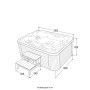 Skizze: Home Deluxe Outdoor Whirlpool Beach Plus, 210x155x83cm, mit Treppe und Maßangaben.