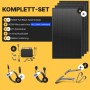 Solakon Balkonkraftwerk Komplettset: 4 schwarze Solarmodule, Wechselrichter, Kabel, Balkonhalterung.