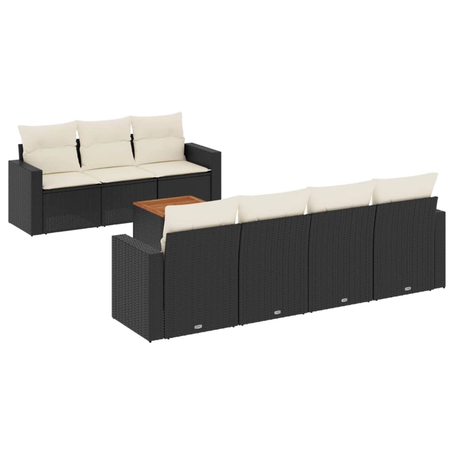 vidaXL 8-tlg Garten-Sofagarnitur mit Kissen Schwarz Poly Rattan Modell 84