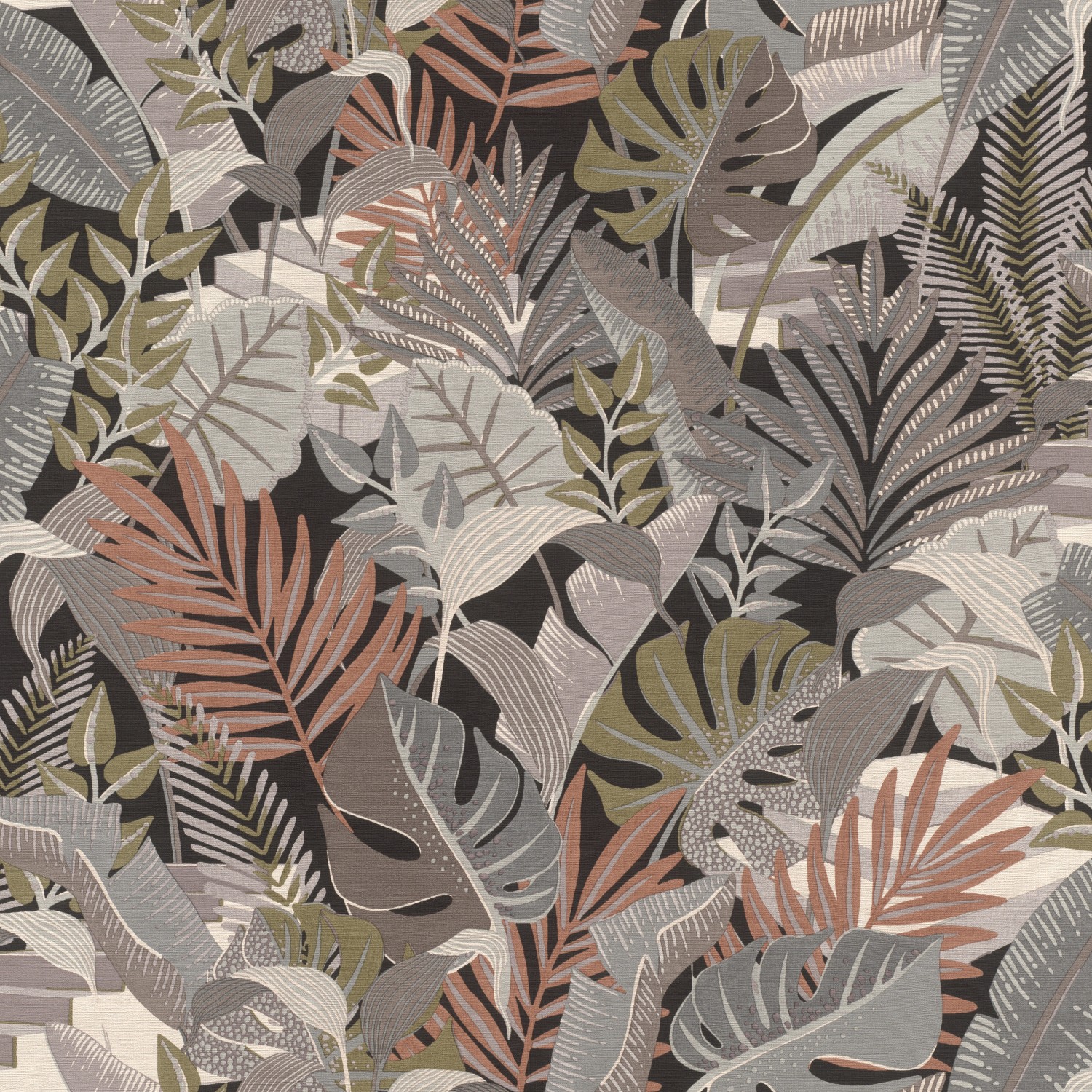 Rasch Vliestapete Tropical House 687842 Dschungel Grau 10,05 m x 0,53 m