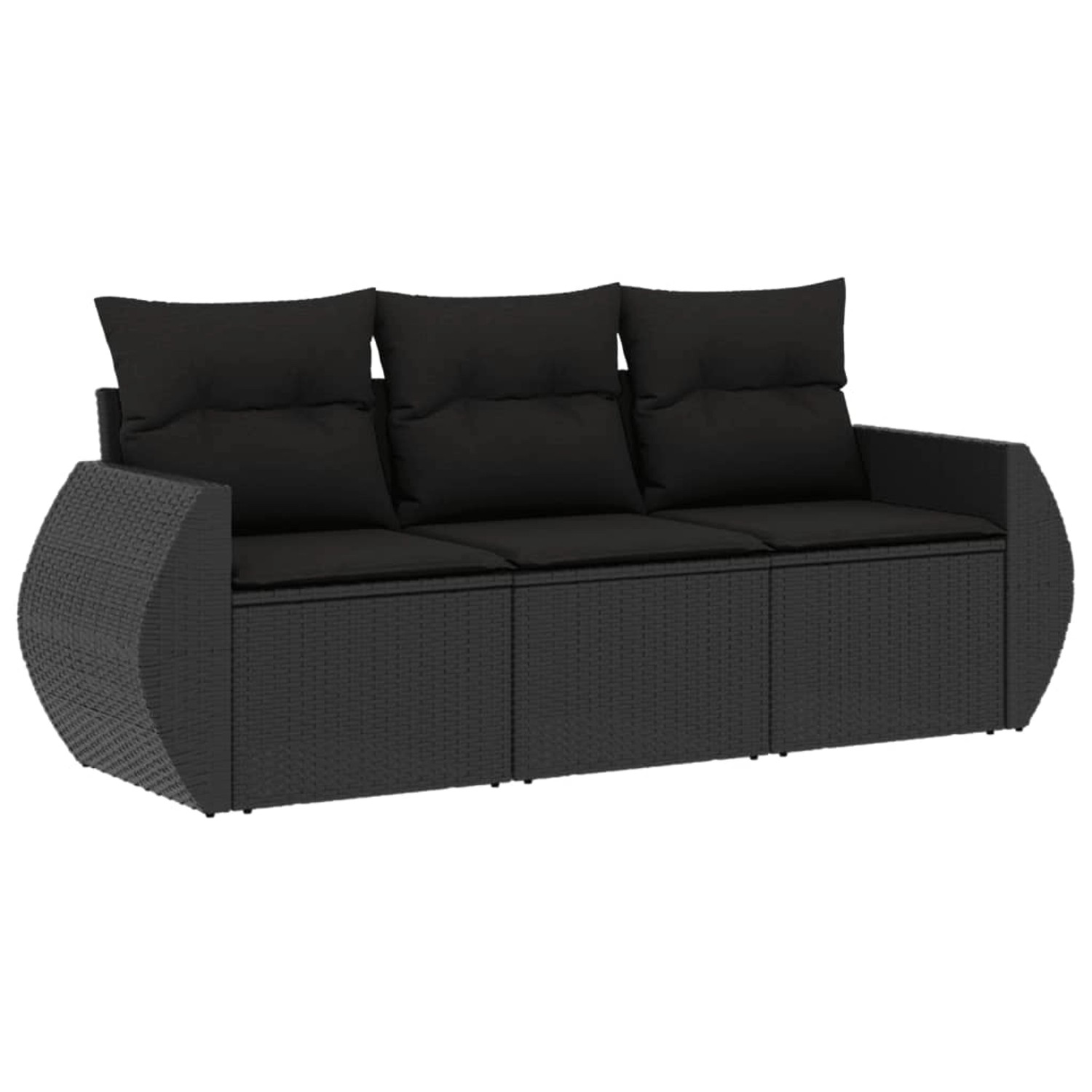 vidaXL 3-tlg Garten-Sofagarnitur mit Kissen Schwarz Poly Rattan Modell 11 günstig online kaufen