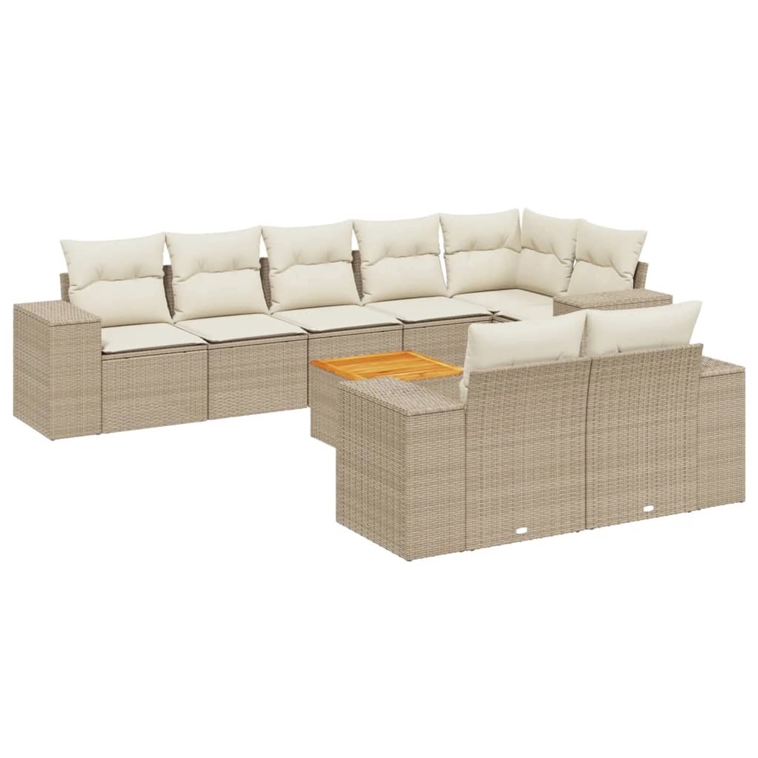 vidaXL 9-Tlg Garten-Sofagarnitur mit Kissen Beige Poly Rattan 3257864 günstig online kaufen