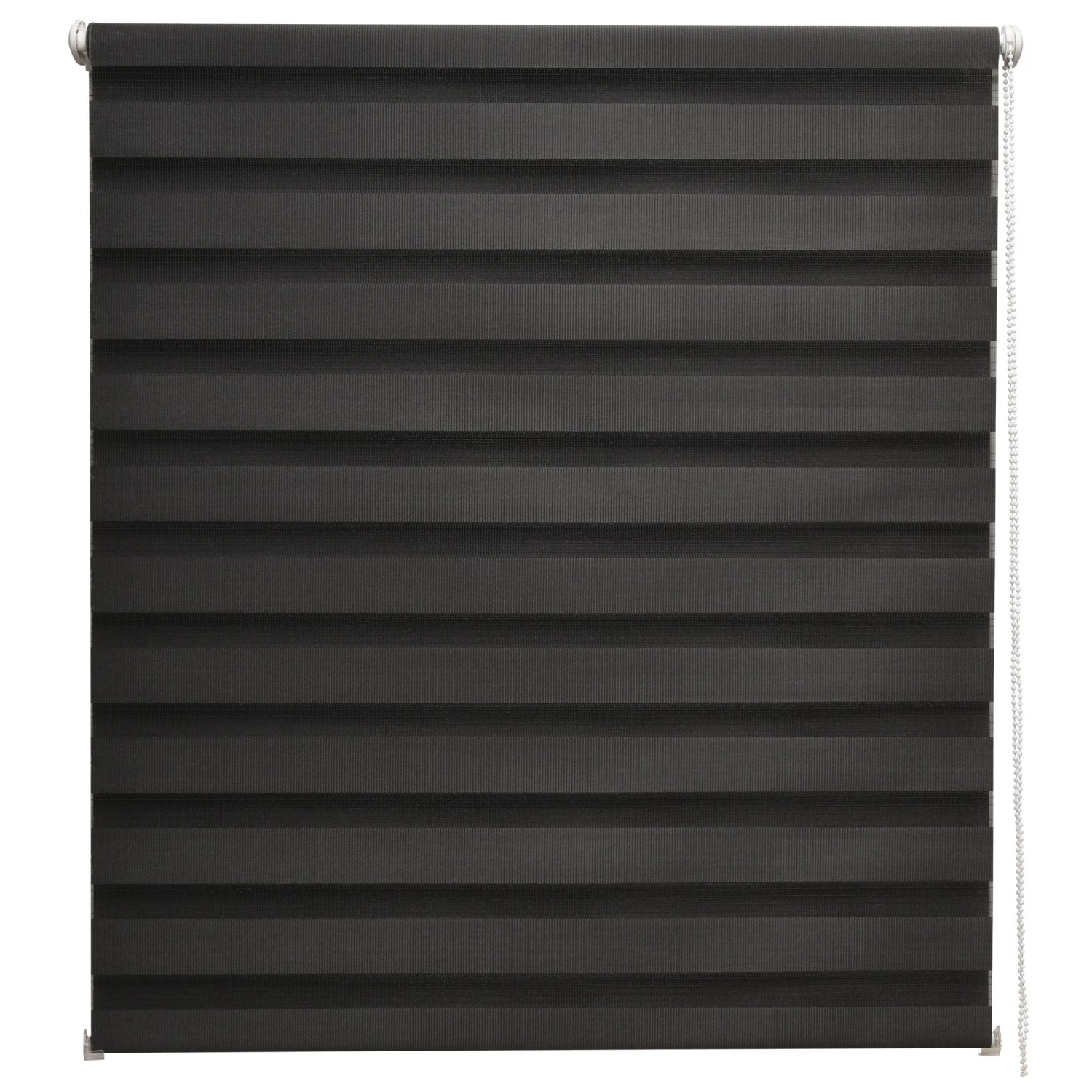 Sol Royal Doppelrollo SolDecor DL2, 85x150cm, Schwarz, für Fenster, mit transparenten und blickdichten Streifen.