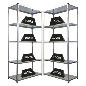 PROREGAL Mega Deal 2x Schraubregal Haldor HxBxT 180x90x40cm Fachlast 100 kg Verzinkt