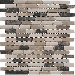 Mosaikmatte Stäbchen Emperador Sunny Beige, Naturstein-Mosaikfliesen für den Innenbereich.