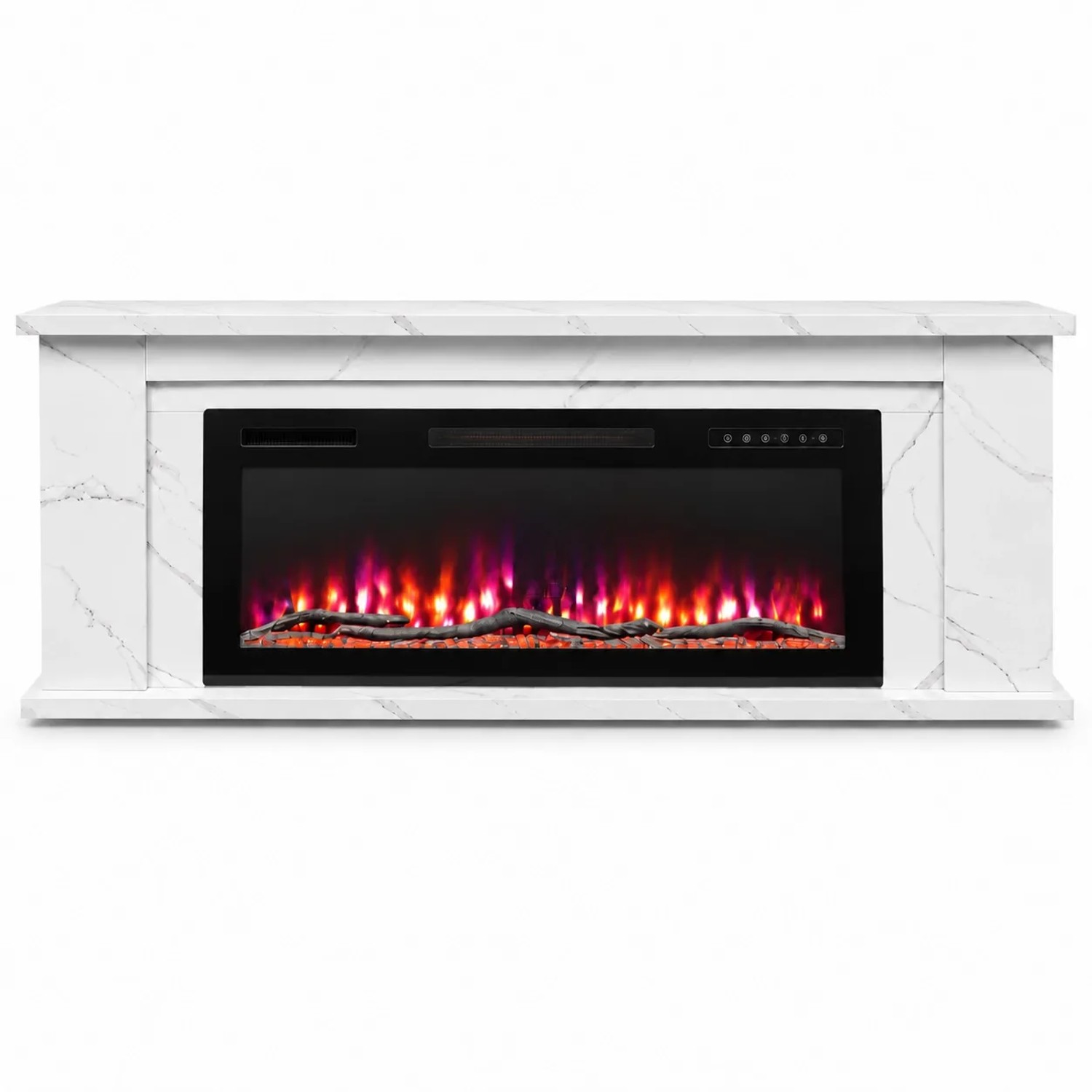 HOMAVO 50 Zoll Elektrokamin mit Schrank 1000/2000 W App Steuerung 3D Flammeneffekt