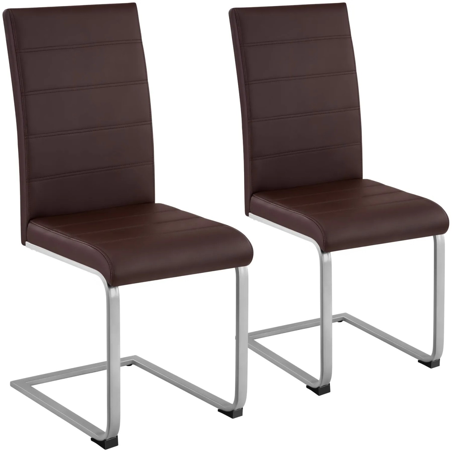 Tectake Set Schwingstuhl Bettina Gepolstert Mit Kunstlederbezug Hohe Rückenlehne 2Er Set 41 x 52 x 99 cm Braun