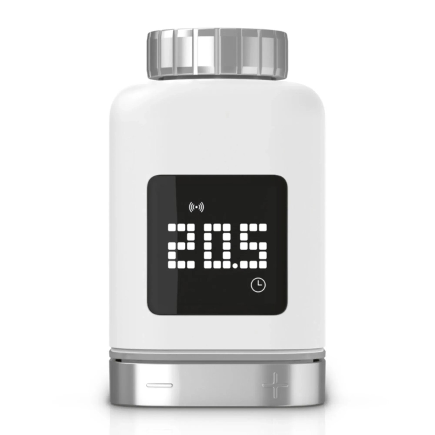Bosch Smart Home Heizkörperthermostat II [+M]: Weißes Thermostat mit Display.