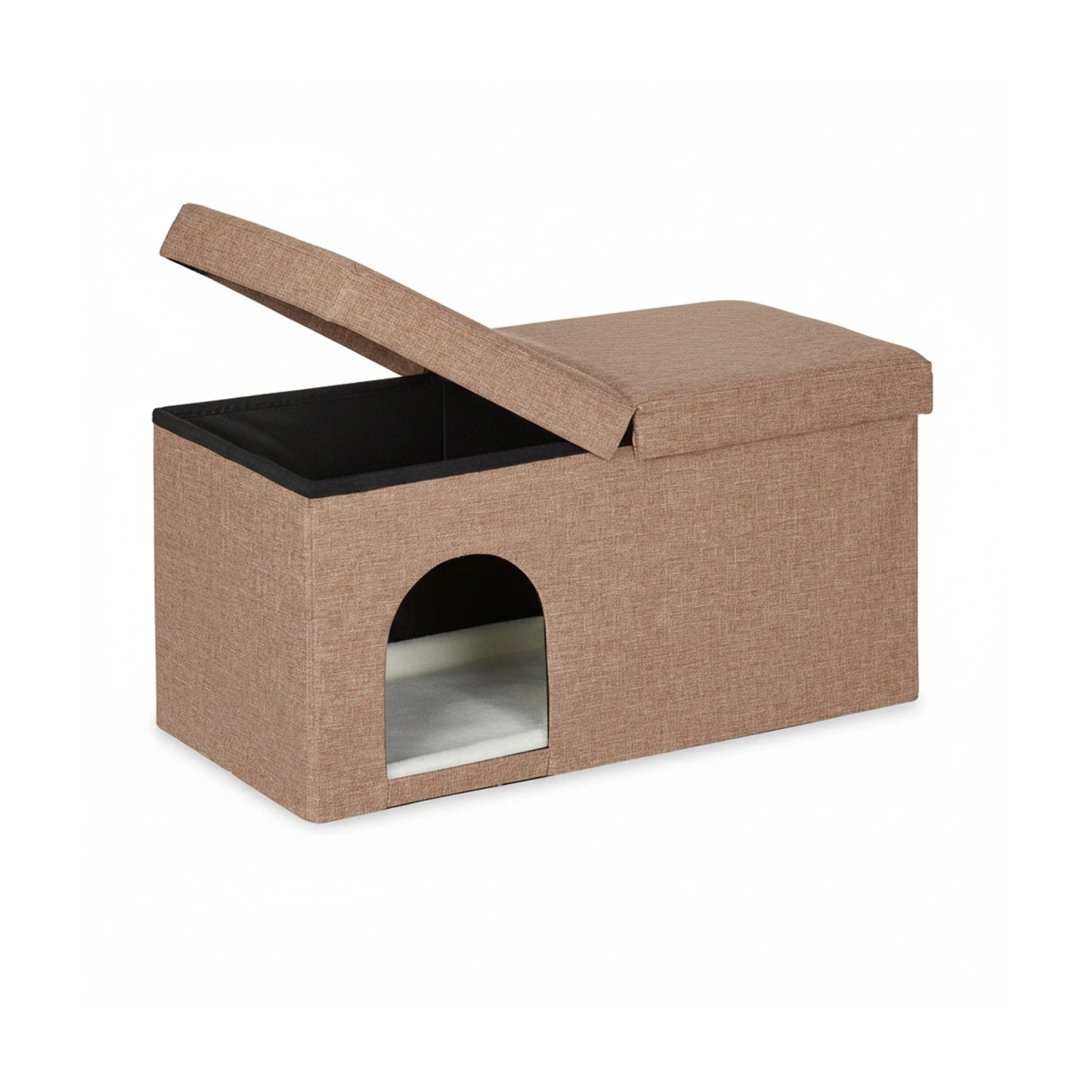 Relaxdays Katzenhöhle MDF Hellbraun Mit Deckel Faltbar 38,5 cm x 74,5 cm x 37 cm 5,8 kg
