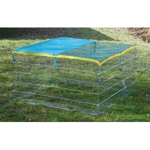 Kerbl Freigehege mit Abdecknetz und Ausbruchsperre, verzinkt, für Nager und Kleintiere im Garten.