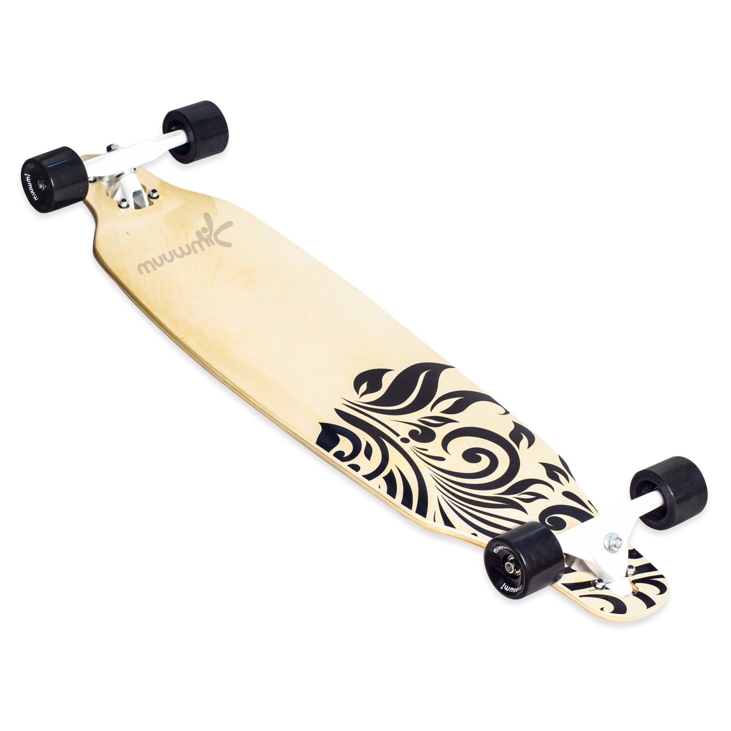 Muuwmi Longboard Wood Deck 97x23 cm Ahornholz 7 Zoll Heavy Duty Aluminium Trucks PU-Rollen 65 x 51 mm ABEC 7