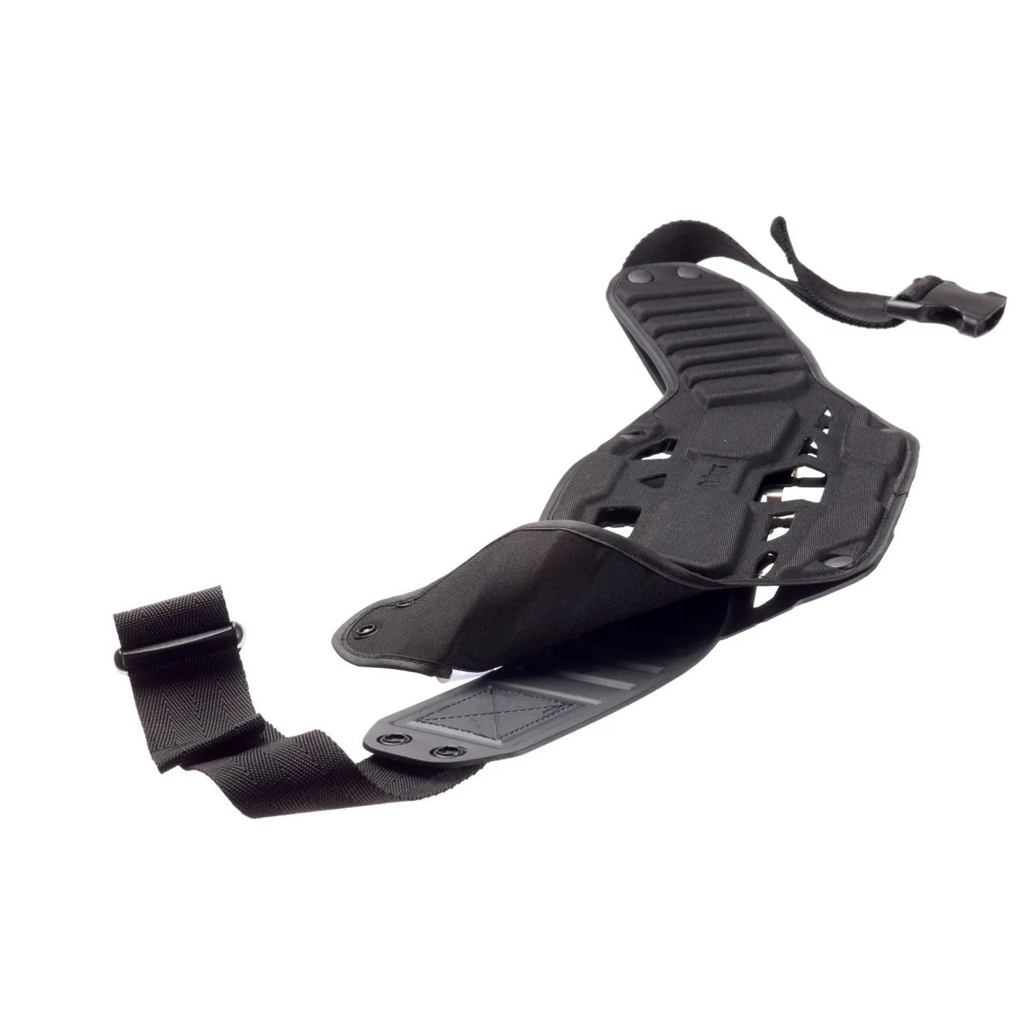 Schwarzes, ergonomisches Dräger Komfortpad für Atemschutz-Gürtel. Textil-Polsterung mit Druckknöpfen für hohen Tragekomfort.