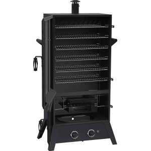 El Fuego Gas-Smoker Portland XXL, 2 Brenner, schwarz, mit großer Grillkammer und mehreren Grillrosten.