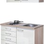 Flex-Well Miniküche Orlando, 100 cm, Kaschmir/Sonoma Eiche, mit Kochfeld und Spüle.