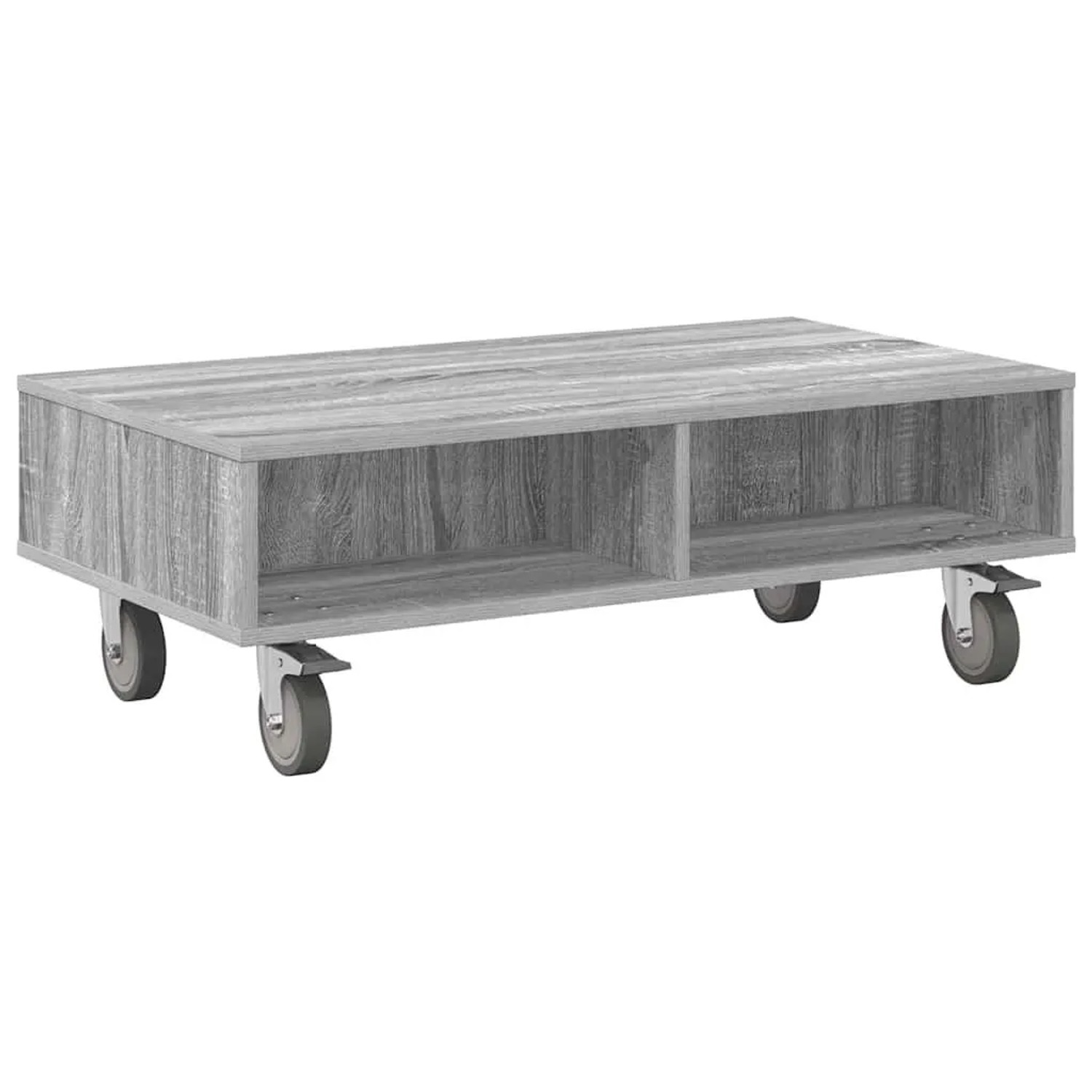 vidaXL Beistelltisch mit Rädern Graues Sonoma 90 x 50 x 30 cm 891021