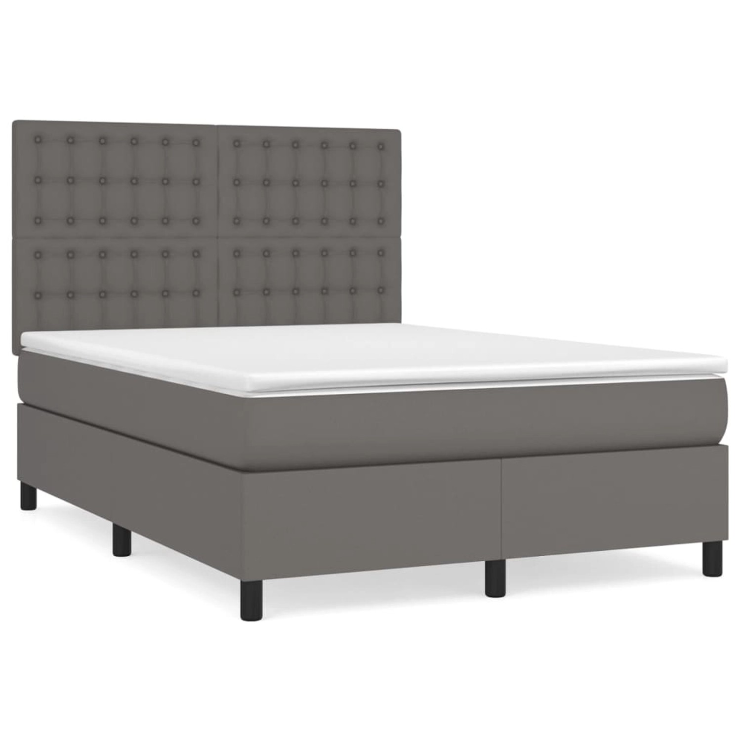 vidaXL Boxspringbett mit Matratze Grau 140x190 cm Kunstleder1466107 günstig online kaufen