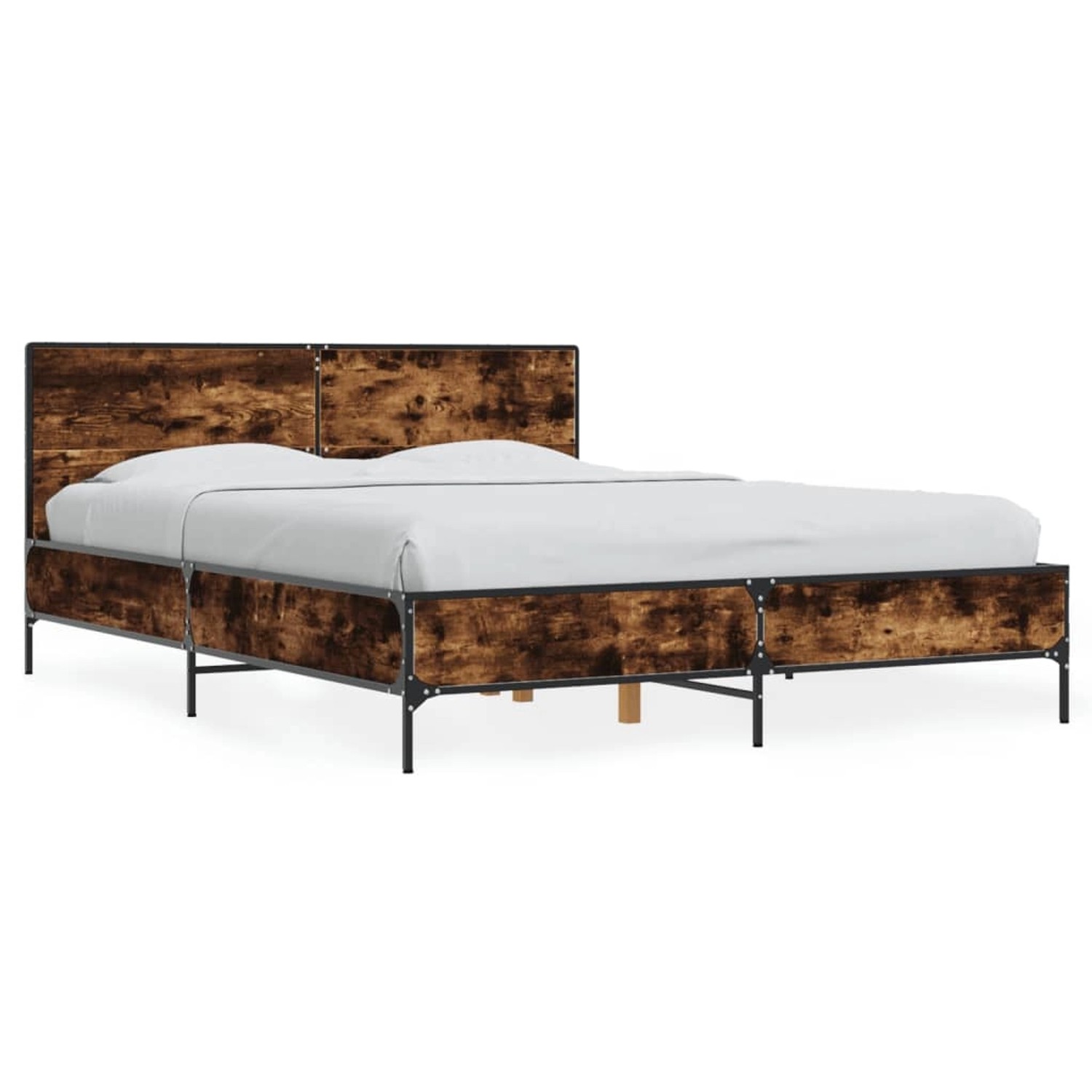 vidaXL Bettgestell Räuchereiche 120x190 cm Holzwerkstoff und Metall 3280024 günstig online kaufen
