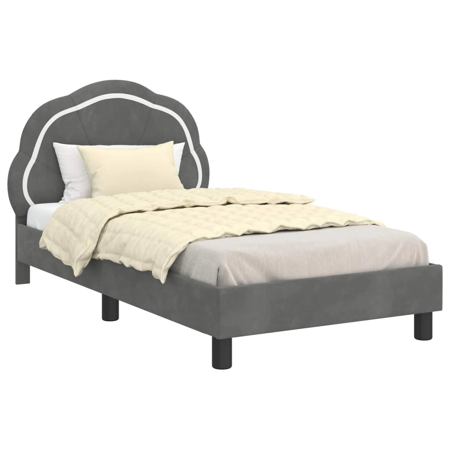 vidaXL Kinderbettgestell mit Kopfteil Dunkelgrau 80 x 160 cm Samt 42010902 günstig online kaufen