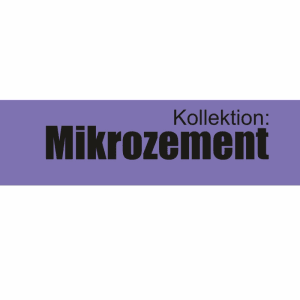 Terralith Farbfächer Mikrozement mit Aufschrift auf lila Hintergrund.