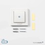Homematic IP Wandtaster 2-fach weiß mit Montagematerial: Schrauben, Dübeln und Klebestreifen. Funk-Schalter für Smart Home.