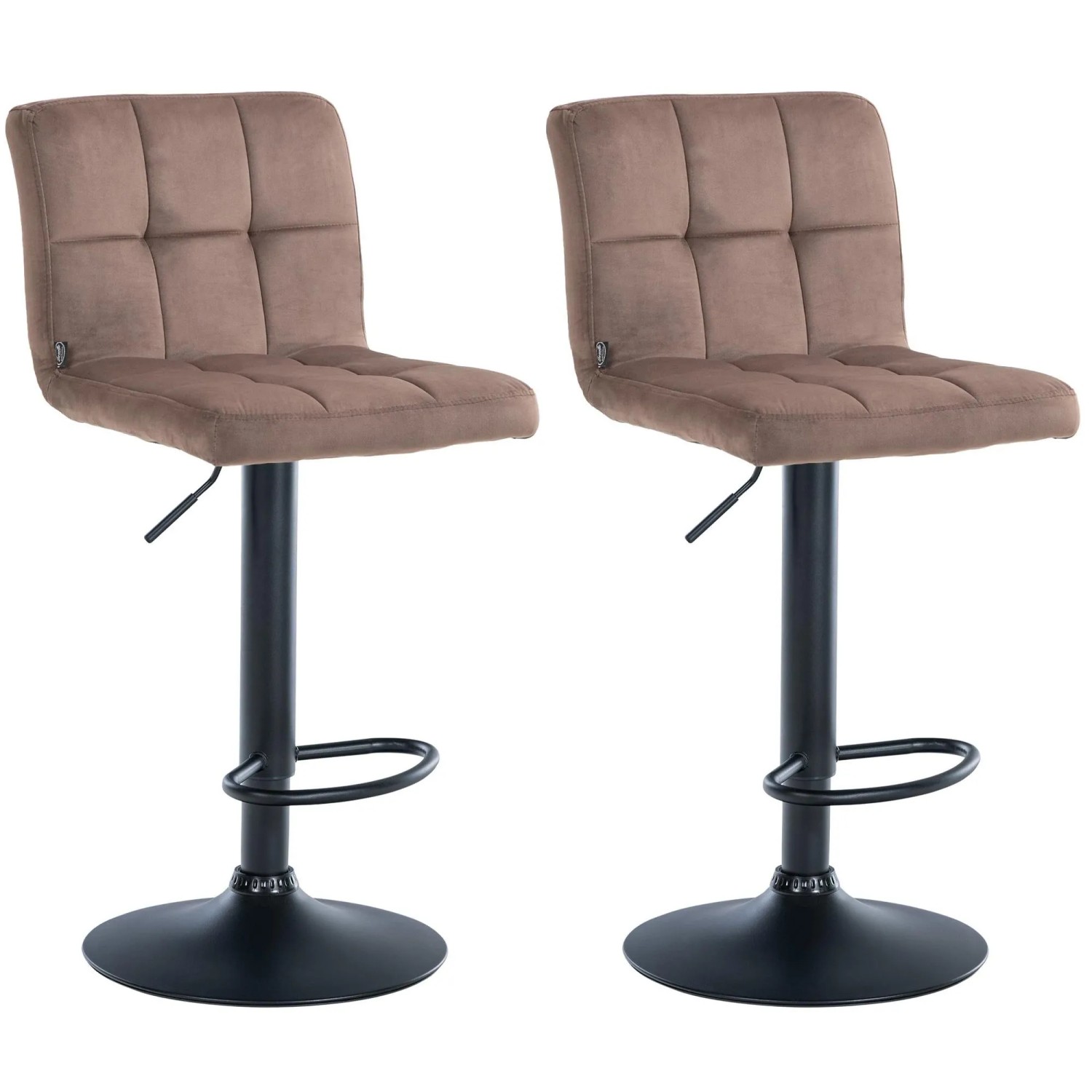 DELUKE 2er Set Barhocker REZAR Samt Braun 46x47x94cm Schwarz Barstuhl Mit Lehne Tresenhocker Tresenstuhl