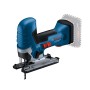 Bosch Professional GST 18V-125 Akku-Stichsäge, blau/schwarz, mit Akku (angedeutet).