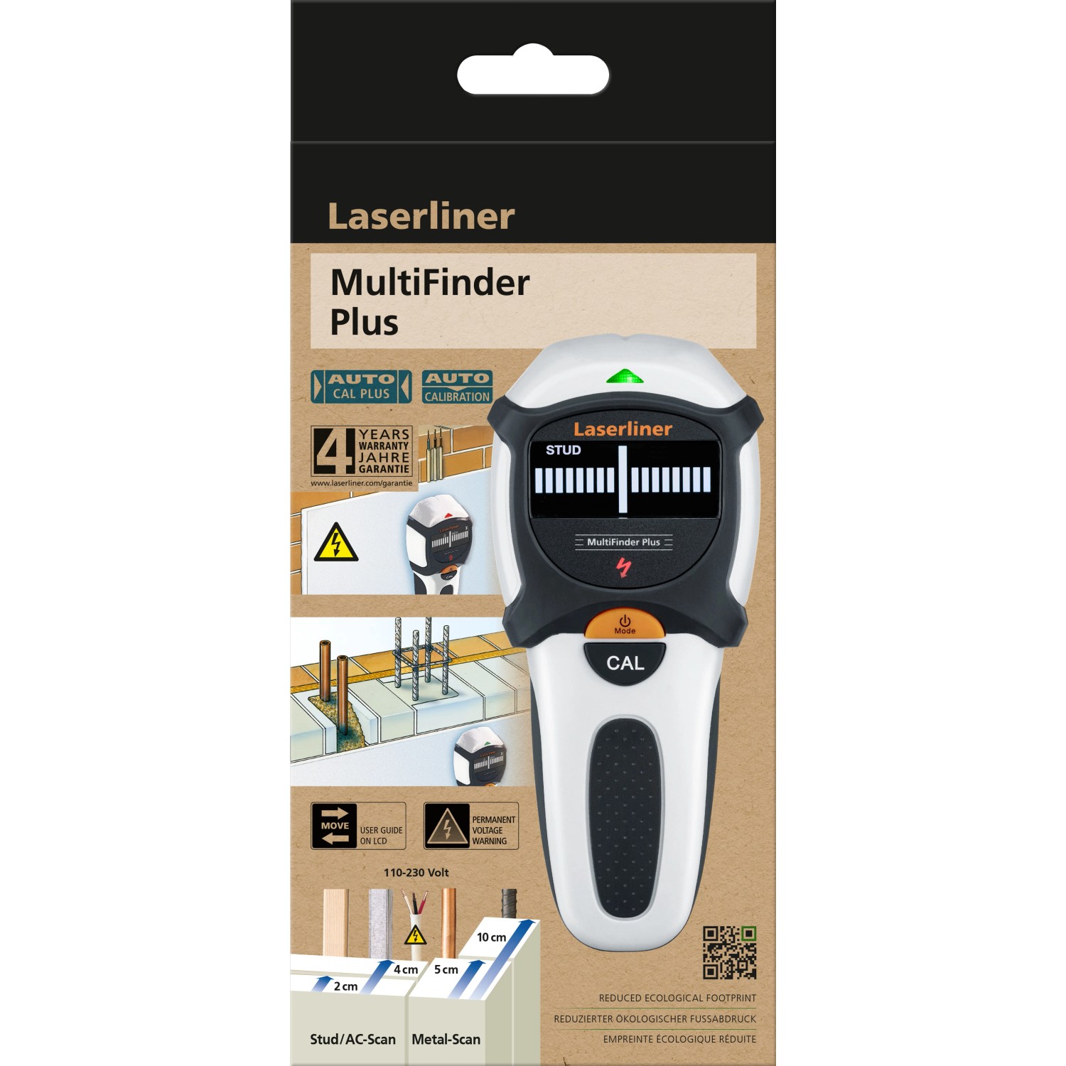 Laserliner MultiFinder Plus Ortungsgerät zum Auffinden von Holz, Metall und Leitungen.