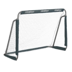Relaxdays Fußballtor Eisen Grau mit Netz 110 cm x 150 cm x 75 cm