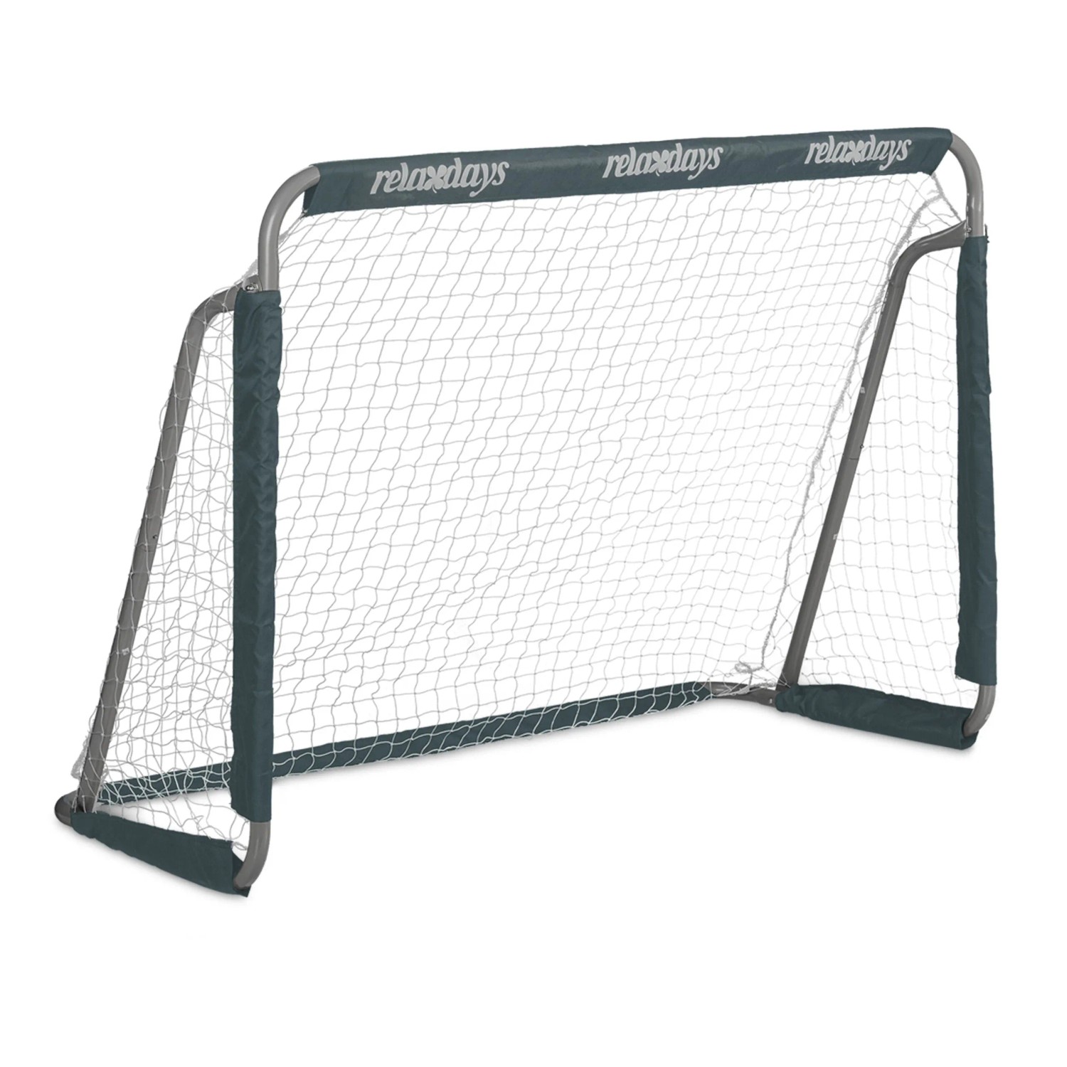 Relaxdays Fußballtor Eisen Grau mit Netz 110 cm x 150 cm x 75 cm
