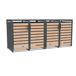 Westmann Mülltonnenbox Lacina für 4 Tonnen (je 240 l) in Anthrazit/Holzoptik.