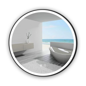 Aica Sanitär Spiegel Rund 80 cm Schwarz Badspiegel mit Beleuchtung Drei Lichtfarbe Dimmbar Memory Neutral-Warm-Kaltweiß Wandschalter Beschlagfrei